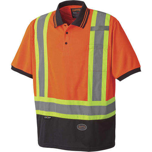 Bird's-Eye Safety Polo Shirt, Polyester, Small, High Visibility Orange