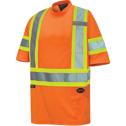 Bird's-Eye Safety T-Shirt, Polyester, X-Small, High Visibility Orange