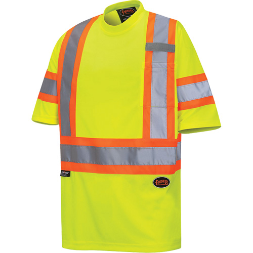 Bird's-Eye Safety T-Shirt, Polyester, X-Small, High Visibility Lime-Yellow