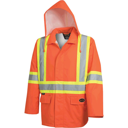 The Rock 300D Waterproof Safety Jacket, Polyester, High Visibility Orange, Small