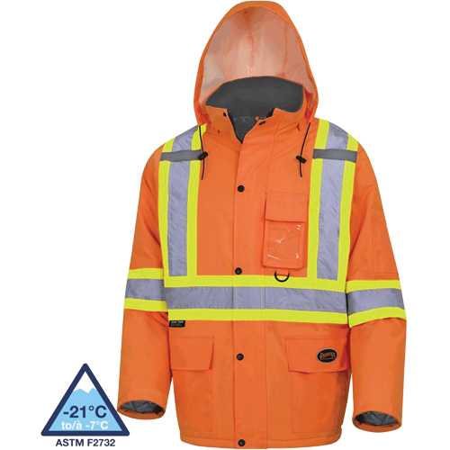Waterproof Quilted Safety Parka, High Visibility Orange, Small, ANSI/ISEA 107 Class 3/CSA Z96 Class 2 - Level 2