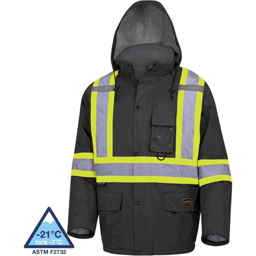 Waterproof Quilted Safety Parka, Black, Large, ANSI/ISEA 107 Class 1/CSA Z96 Class 1 - Level 2