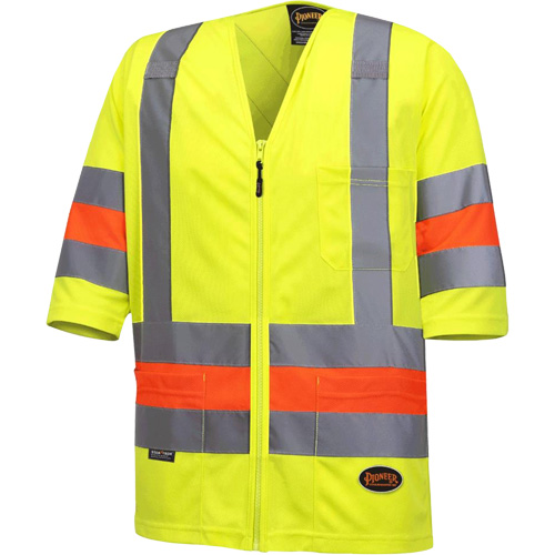 Short-Sleeved Quebec Traffic Control Shirt, Polyester, X-Small, High Visibility Lime-Yellow