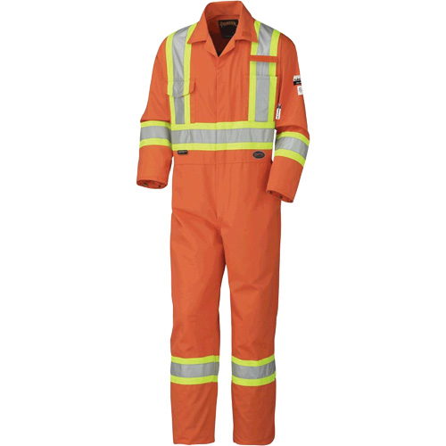 Flame-Gard® FR/Arc-Rated Coverall, Size 50, High Visibility Orange, 9.1 cal/cm²
