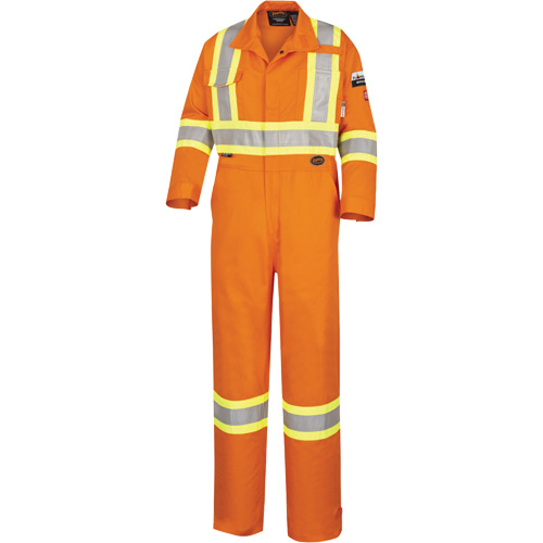 Flame-Resistant Coverall, Size 60, High Visibility Orange, 11 cal/cm²