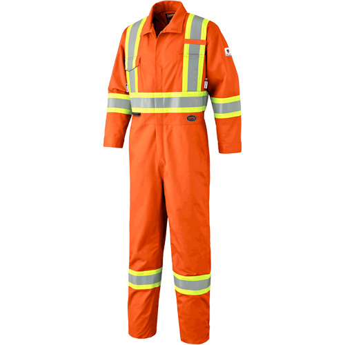 FR-Tech® Flame-Resistant Coverall with Leg Zippers - Tall, Size 40, High Visibility Orange, 9.7 cal/cm²