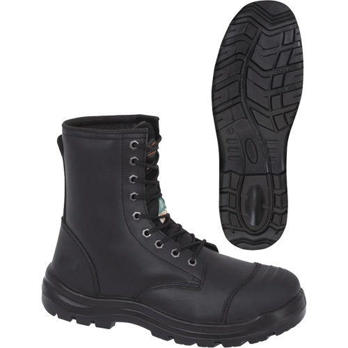 Black 8" Work Boots, Leather, Steel Toe, Size 10