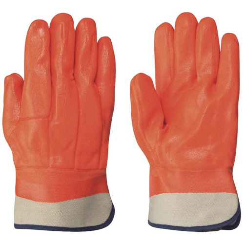 Lined Gloves, One Size, Foam PVC Coating, PVC Shell