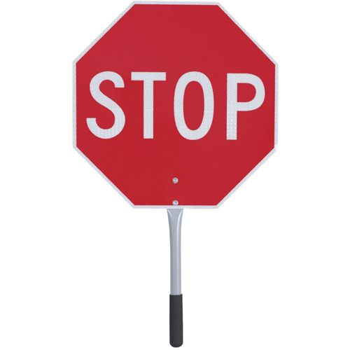 Traffic Stop/Slow Paddle, 18" x 18", Aluminum, English