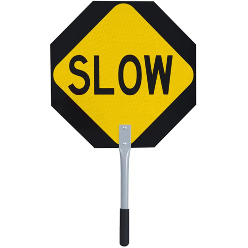 Traffic Stop/Slow Paddle, 18" x 18", Aluminum, English