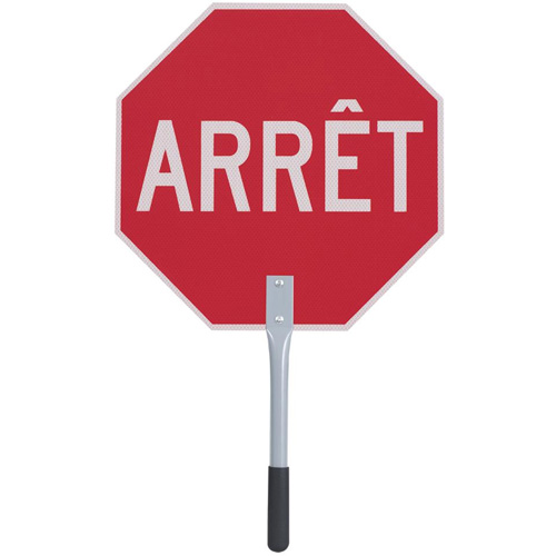 Traffic Stop/Slow Paddle - French, 18" x 18", Aluminum, French
