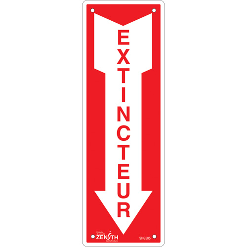 "Extincteur" Sign, 12" x 4", Plastic, French with Pictogram
