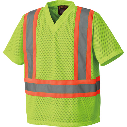 Mesh Safety T-Shirt, Polyester, Small, High Visibility Lime-Yellow