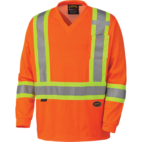 Traffic Micro Mesh Long-Sleeved Safety Shirt, 3X-Large, High Visibility Orange