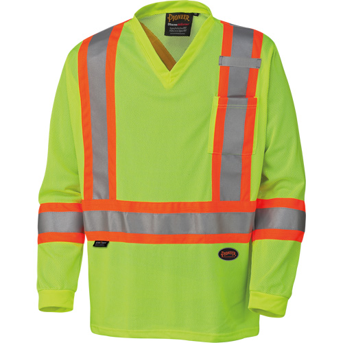 Traffic Micro Mesh Long-Sleeved Safety Shirt, Small, High Visibility Lime-Yellow