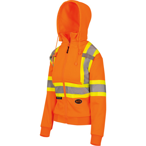 Women's Fleece Hoodie with Zipper, Polyester, X-Small, High Visibility Orange