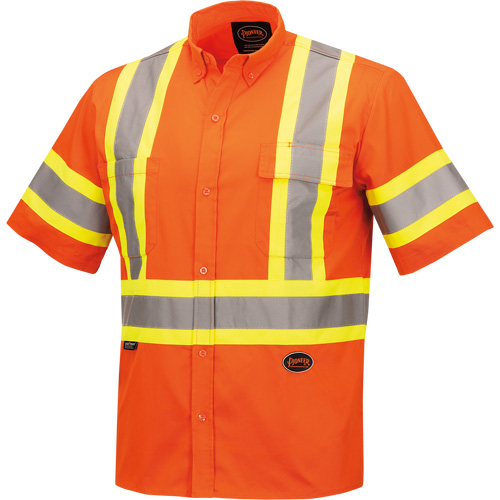 Ultra Cool Short-Sleeved Safety Shirt, Cotton, 5X-Large, High Visibility Orange