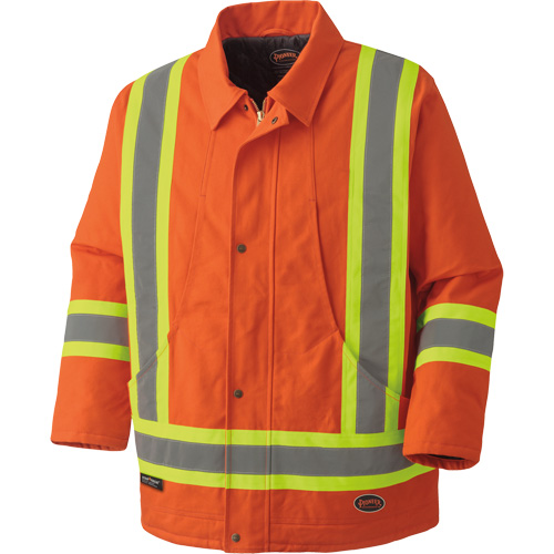 Quilted Duck Safety Parka, High Visibility Orange, 4X-Large, CSA Z96 Class 2 - Level 2
