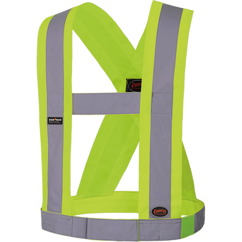 5493 High-Visibility 4" Wide Adjustable Safety Sash, Meets/Exceeds CSA Z96 Class 2 - Level 2, High Visibility Lime-Yellow, Silver Reflective Colour, One Size