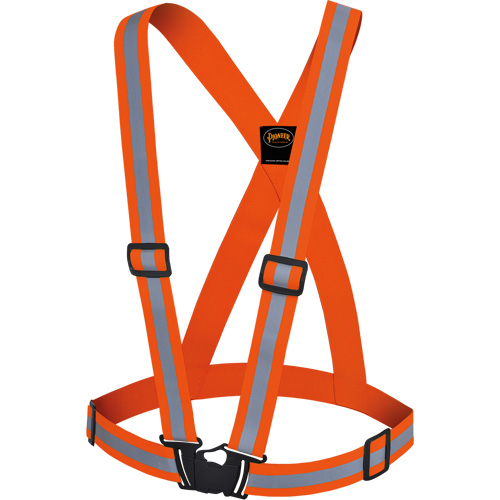 5496 High-Visibility Safety Sash, High Visibility Orange, Silver Reflective Colour, One Size
