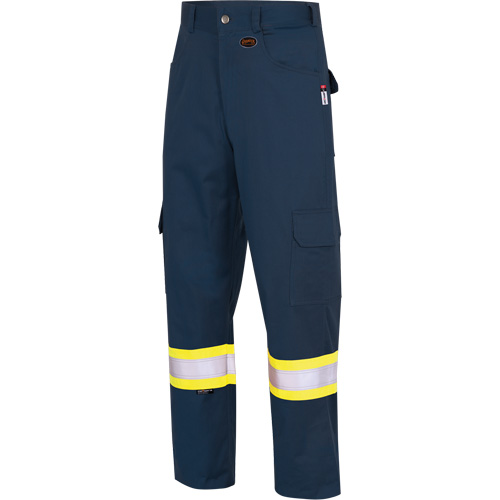 7764 FR-Tech High Visibility 88/12 FR/Arc Rated Safety Cargo Pants, 36, x 34, Navy Blue