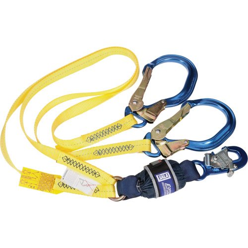 EZ-Stop™ Shock Absorbing Lanyard, 6', Rebar Hook Center, Snap Hook Leg Ends