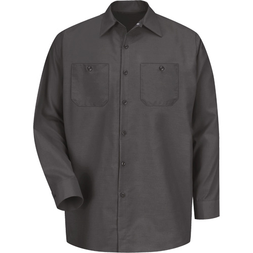 Long Sleeve Industrical Work Shirt, Men's, Medium, Charcoal