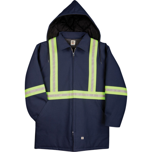 Premium Duck Parka with Reflective Material, Navy Blue, Small
