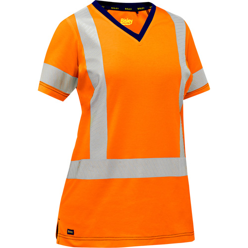 Bisley Women's X-Back Short Sleeve Shirt, Poly-Cotton, Small, High Visibility Orange