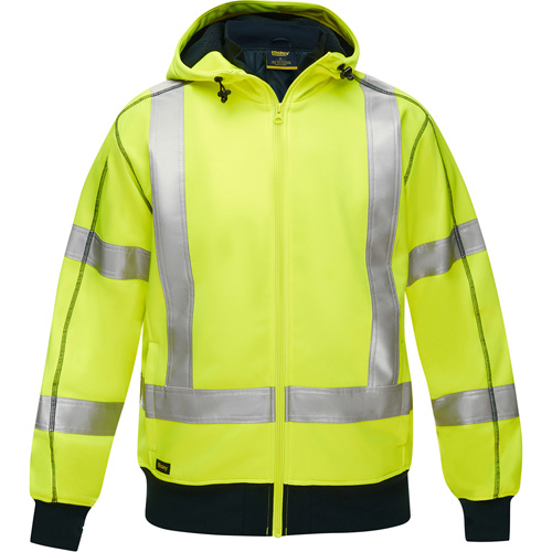 Bisley X-Back Full Zip Hooded Sweatshirt with Sherpa Lining, Large, High Visibility Lime-Yellow