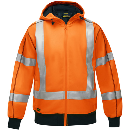 Bisley X-Back Full Zip Hooded Sweatshirt with Sherpa Lining, Small, High Visibility Orange