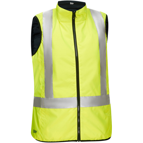 Bisley X-Back Women's Contoured Reversible Puffer Vest, High Visibility Lime-Yellow, Small, Polyester
