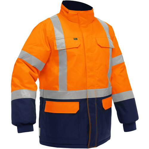 Bisley X-Back Extreme Cold Jacket with Navy Bottom, Polyester, High Visibility Orange, 2X-Large