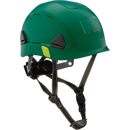 Fibre Metal Climbing Style Safety Helmet, Vented, Ratchet, Green