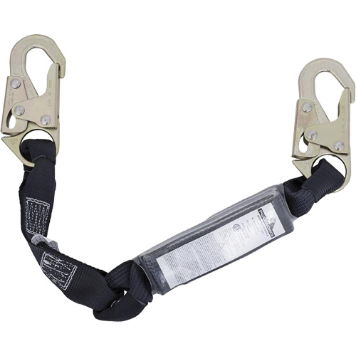 SA-5200-2.5 Shock Absorbing Lanyard, 2.5', Snap Hook Center, Snap Hook Leg Ends, Polyester