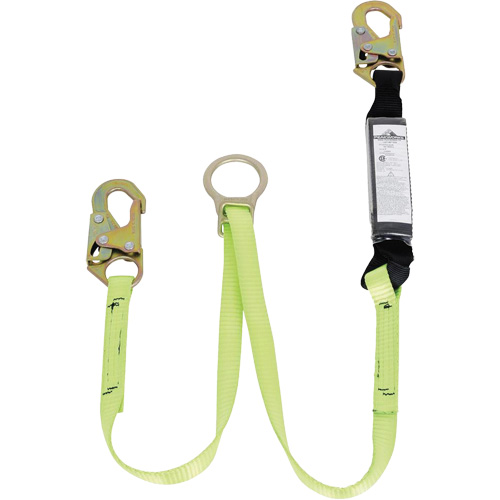 SA-5405-4 Shock Absorbing Lanyard, 4', Snap Hook Center, Snap Hook Leg Ends, Polyester