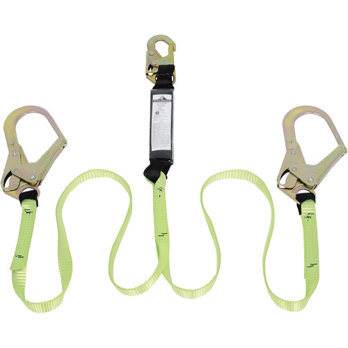 SA-54022-4 Shock Absorbing Lanyard, 4', Form Hook Center, Snap Hook Leg Ends, Polyester