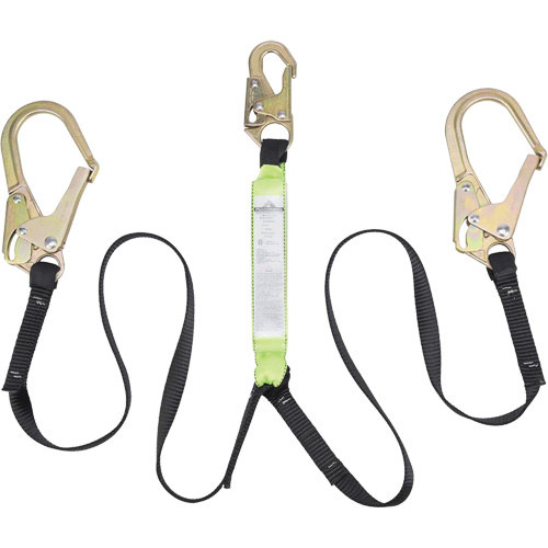 SA-64022-6 Shock Absorbing Lanyard, 6', Form Hook Center, Snap Hook Leg Ends, Polyester