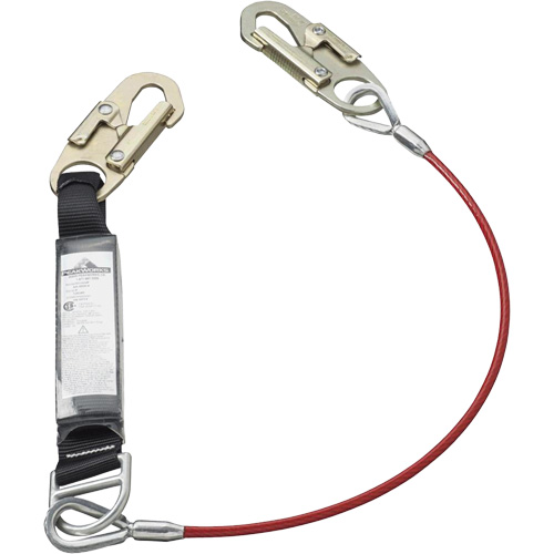 SA-5500-6 Shock Absorbing Lanyard, 6', Snap Hook Center, Snap Hook Leg Ends, Galvanized Steel