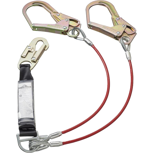 SA-55522-4 PVC-Coated Shock Absorbing Lanyard, 4', Form Hook Center, Snap Hook Leg Ends, Galvanized Steel
