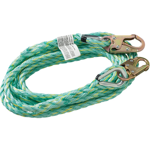 VL-1122-100 Vertical Lifeline Rope with Anchor End Snap Hook, Copolymer