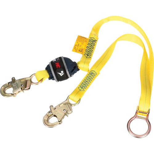 Tie-Back Web Shock-Absorbing Lanyard, 6', Snap Hook Center, Snap Hook Leg Ends, Polyester