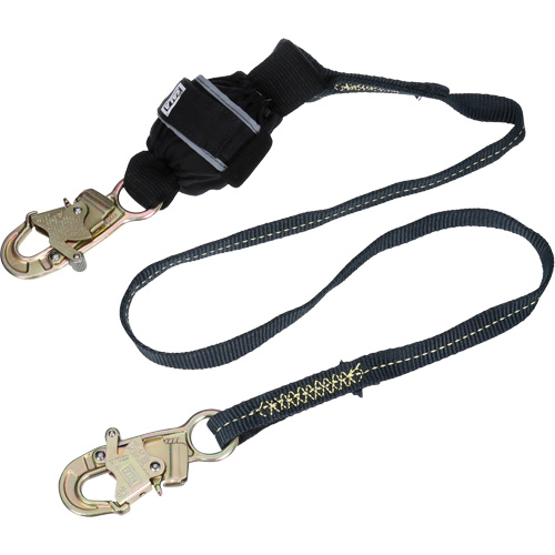 Arc Flash Web Shock-Absorbing Lanyard, 6', Snap Hook Center, Snap Hook Leg Ends, Kevlar