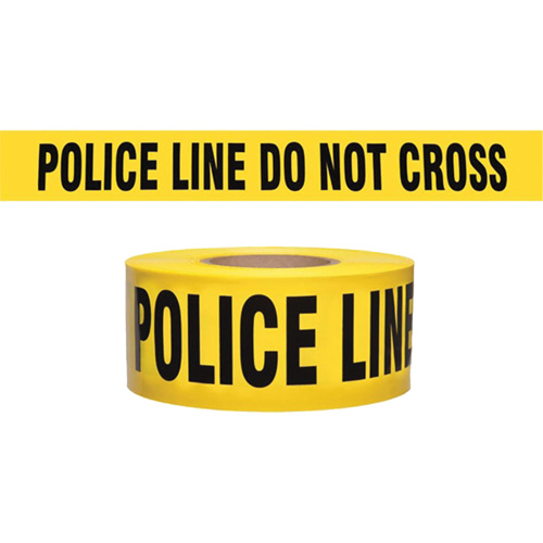 "Police Line Do Not Cross" Contractor-Grade Barricade Tape, English, 3" W x 1000' L, 2 mils, Black on Yellow