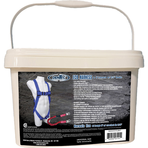 ECO™ Safety Harness in Pail with 6' Lanyard, CSA Certified, Class A, 255 lbs. Cap.
