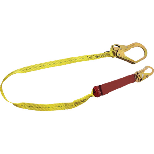 External Energy Absorber Lanyard with 2-1/4" Hook, 6', Snap Hook Center, Snap Hook Leg Ends, Polyester