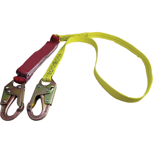 External Energy Absorber Lanyard with 3/4" Hook, 6', Snap Hook Center, Snap Hook Leg Ends, Polyester