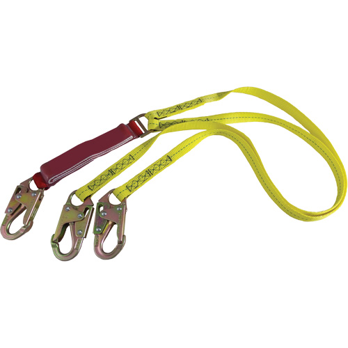External Energy Absorber Lanyard with 3/4" Hooks, 6', Snap Hook Center, Snap Hook Leg Ends, Polyester