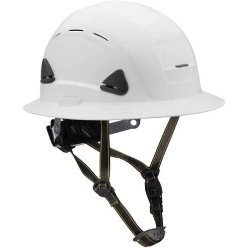 Fibre Metal Climbing Style Helmet with Full Brim, Vented, Ratchet, White