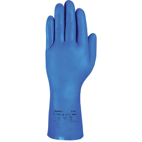 AlphaTec 37-501 Blue Medium-Duty Chemical-Resistant Gloves, Size 7, 13" L, Nitrile, 16.5-mil